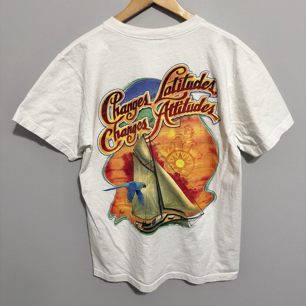 Vtg 90s Caribbean Soul T-Shirt Jimmy Buffett Large 2 Sided Changes In Latitude